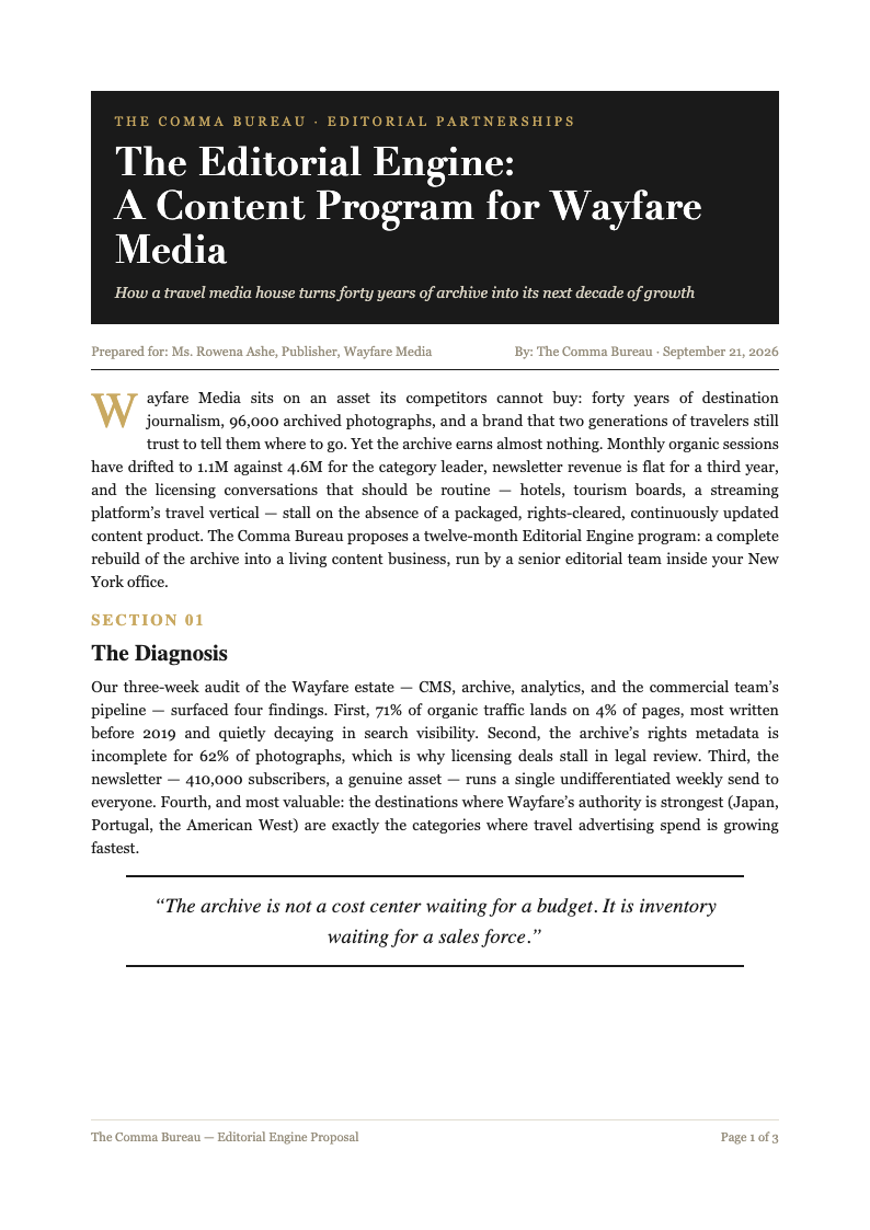 Editorial magazine business proposal